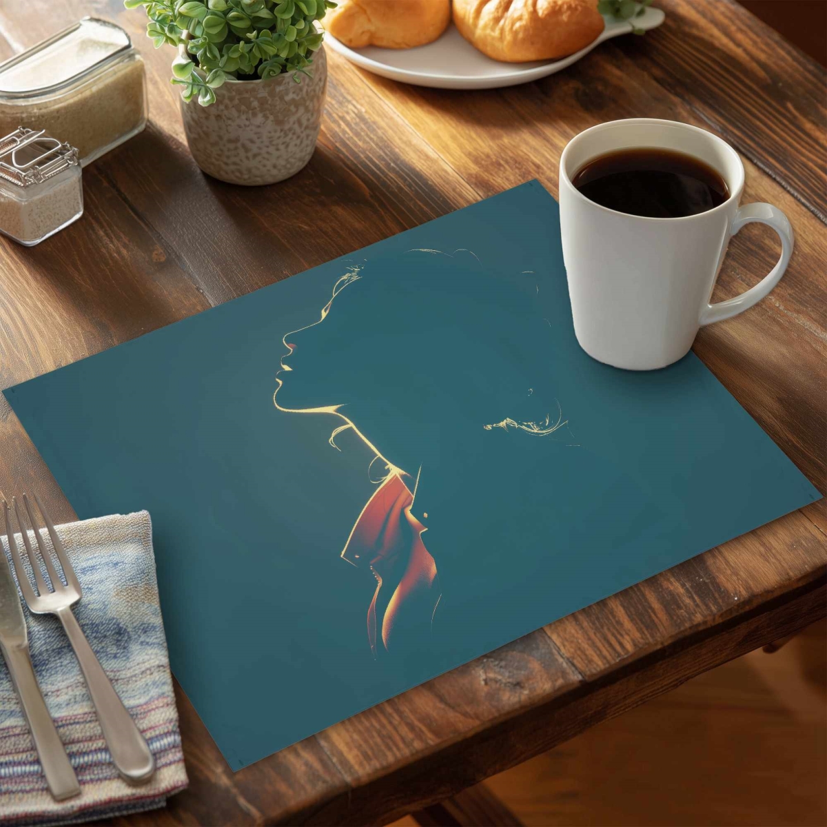 C4PP14187HIJXE 14 x 18 in. Silent Light Whisper Polyester Placemat - Home Decor Accent - Set of 4