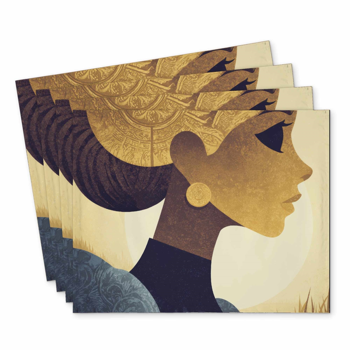 C4PP141882PMFF 14 x 18 in. Golden Muse Profile Polyester Placemat for Home Decor - Set of 4