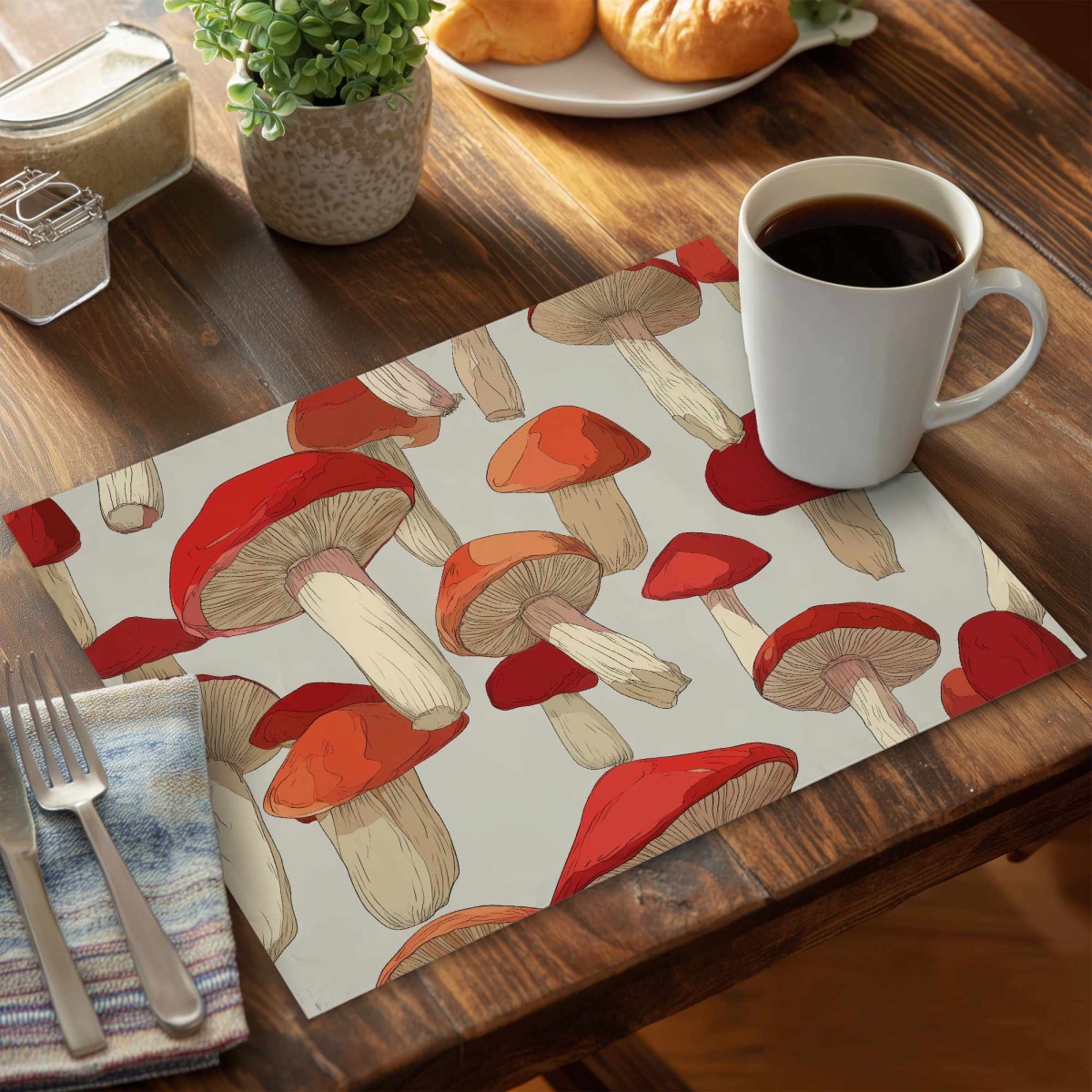 C4PP14189HY4NP 14 x 18 in. Crimson Cap Dance Polyester Placemat for Home Decor - Set of 4