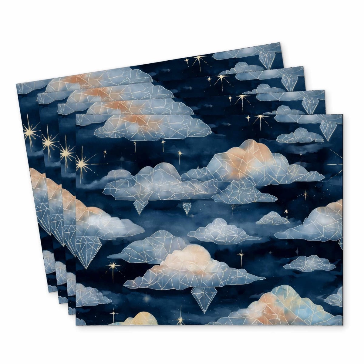 C4PP1418H22MEM 14 x 18 in. Celestial Crystal Clouds Polyester Placemat - Home Decor - Set of 4
