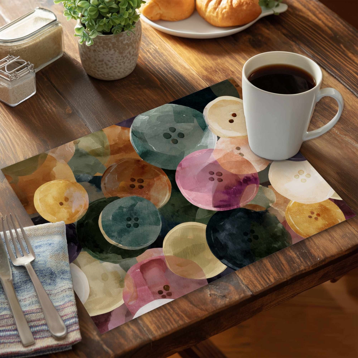 C4PP1418INCNM3 14 x 18 in. Colorful Button Dance Polyester Placemat for Home Decor - Set of 4