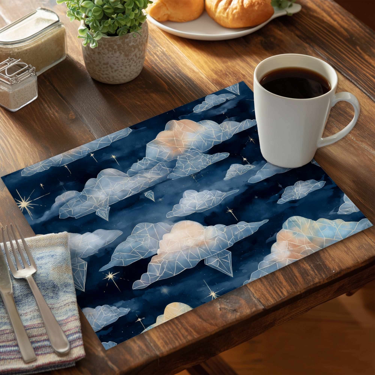 C4PP1418JESLVE 14 x 18 in. Celestial Crystal Clouds Polyester Placemat for Home Decor - Set of 4