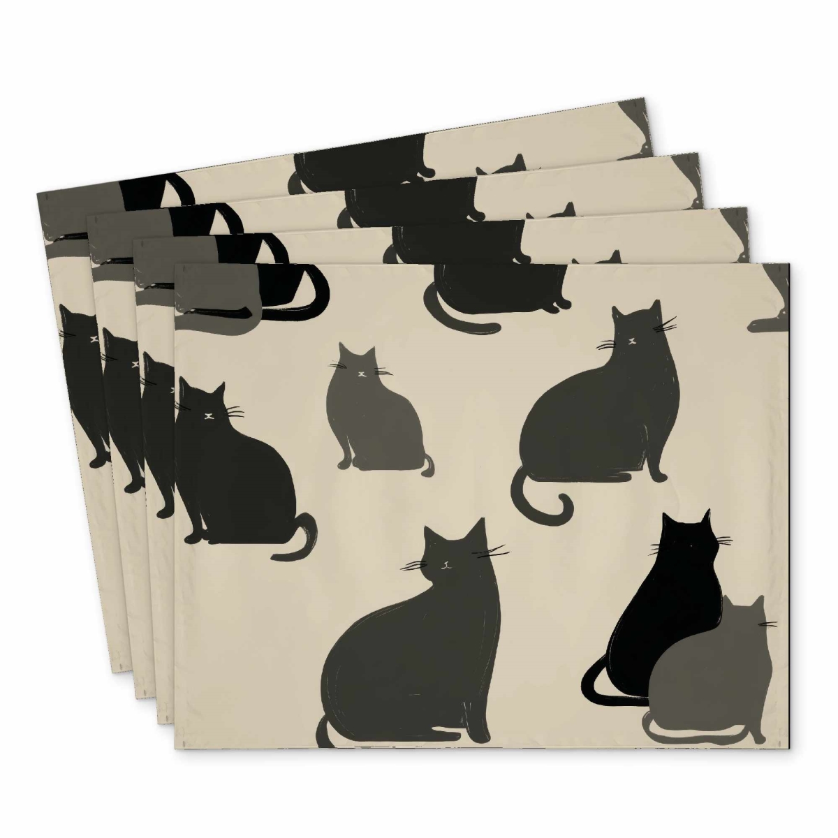 C4PP1418PDLFAB 14 x 18 in. Silent Cat Gathering Polyester Placemat - Home Decor - Set of 4