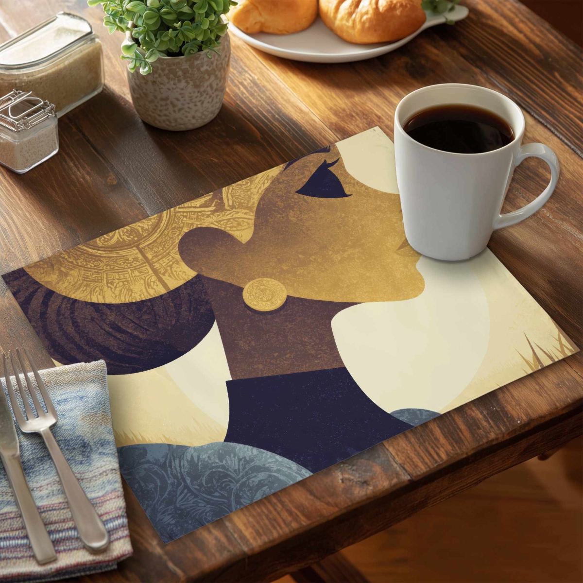 C6PP141899YARM Golden Muse Profile Polyester Placemat for Home Decor - 14 x 18 in. - Set of 6