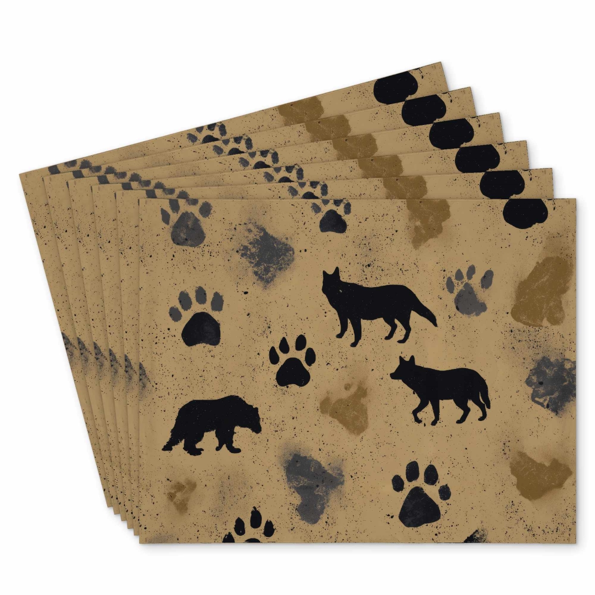 C6PP1418QAFQZW Wild Tracks Echo Polyester Placemat for Stylish Home Decor - 14 x 18 in. - Set of 6