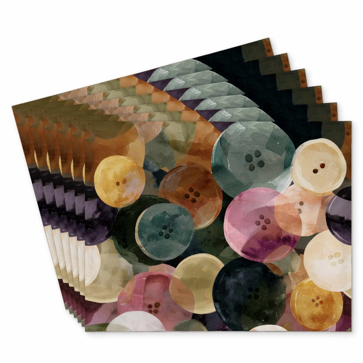 C6PP1418ZSPFMP Colorful Button Dance Polyester Placemat for Home Decor, 14 x 18 in. - Set of 6