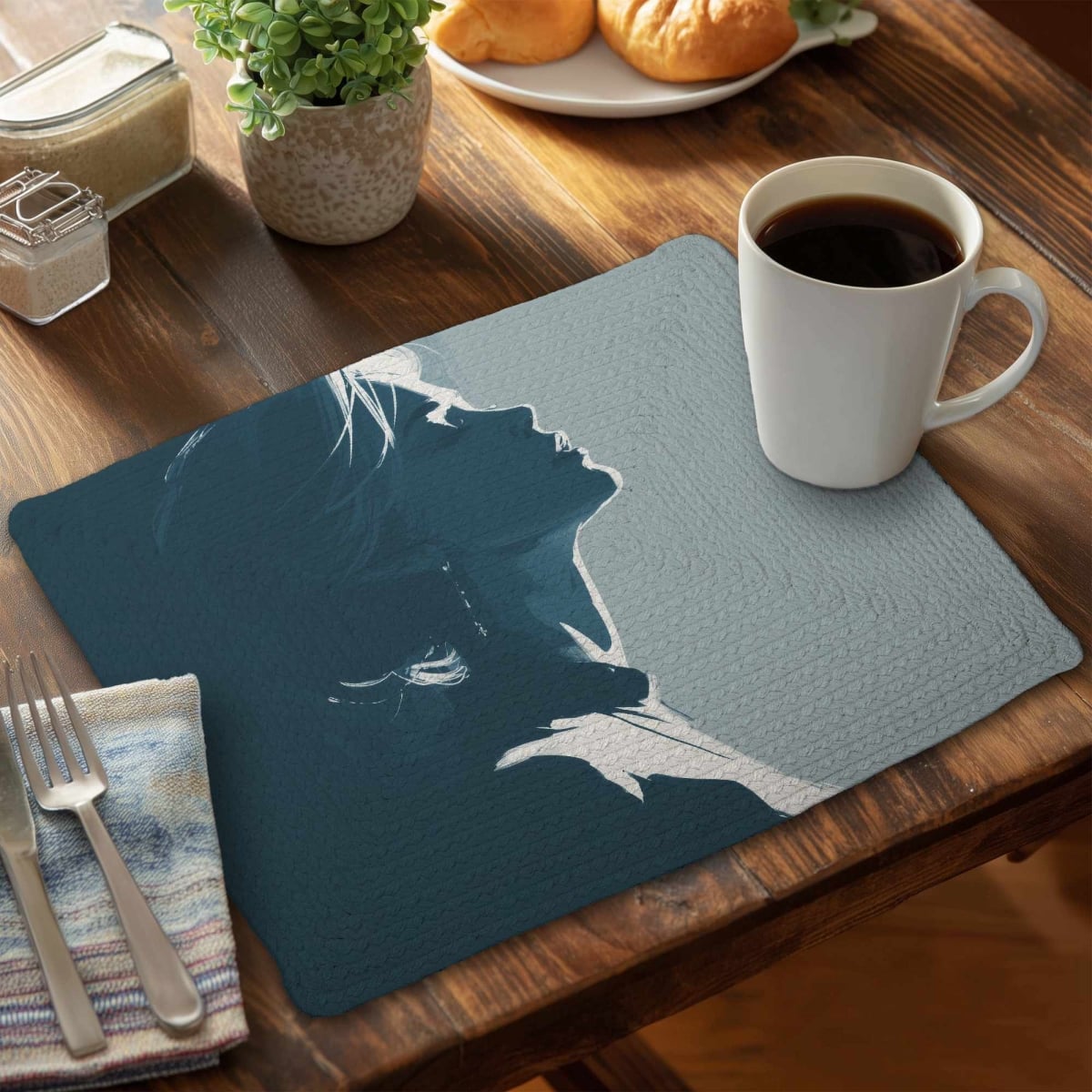 CBPM141890JHQW 14 x 18 in. Silent Light Glow Braided Placemat - Home Decor Accent