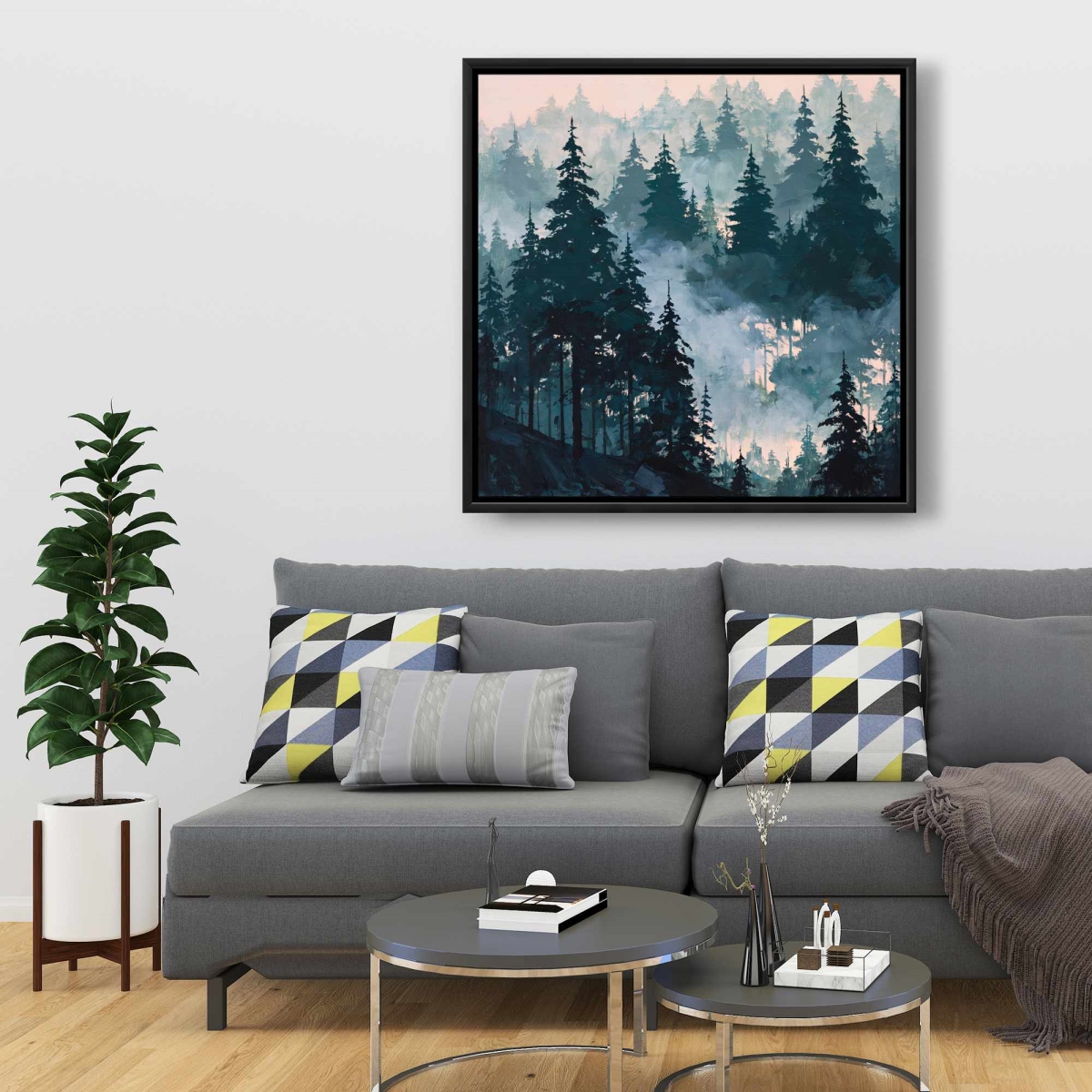 C1FC3636WTLZ49 Whispers of the Pines Framed Canvas for Home Decor Art - 36 x 36 in.