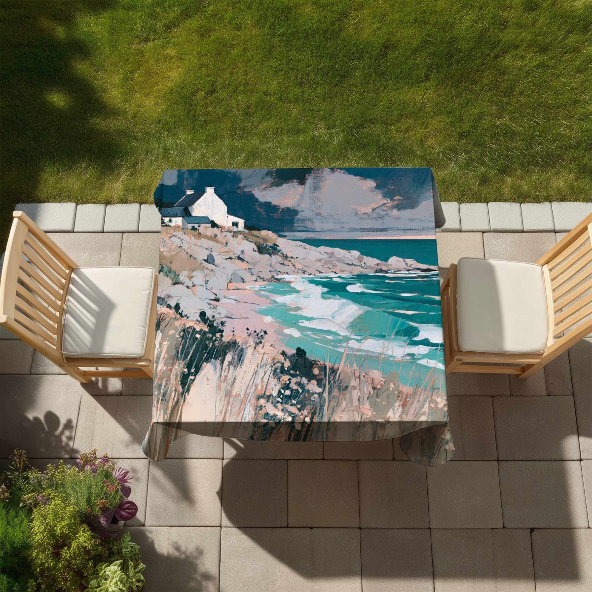 C1TC58582O2972 Coastal Calm Breeze Indoor Outdoor Tablecloth for Home Decor - 58 x 58 in.