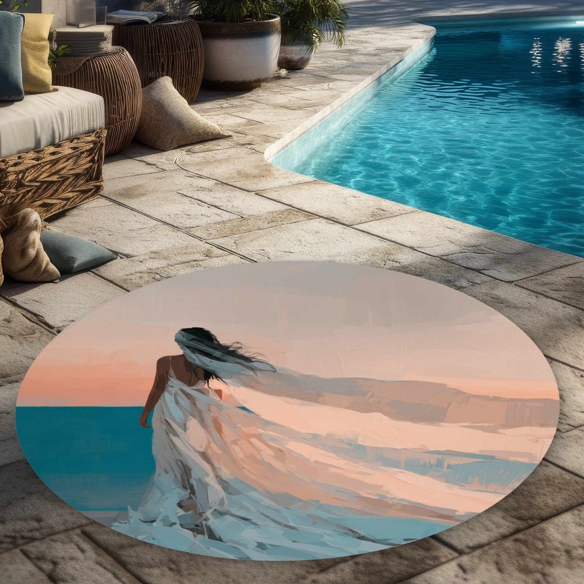 C1COAR55343YMF Whispers of the Breeze Outdoor Area Rug for Home Decor - 5 x 5 ft.