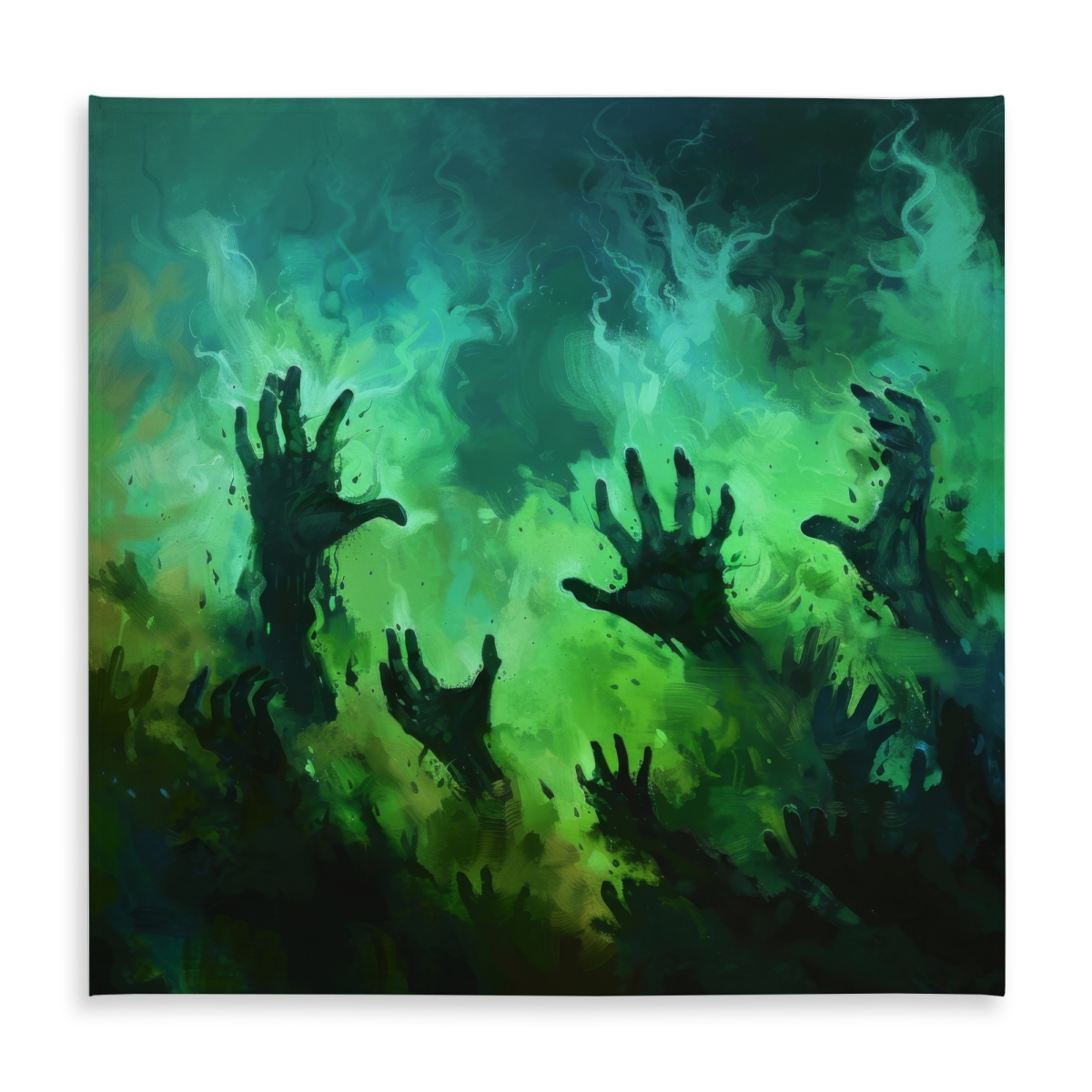 Picture of MWW C1TC5858C4IJ6Y 58 x 58 in. Hands of Despair - Turquoise Tablecloth for Indoor & Outdoor Decor