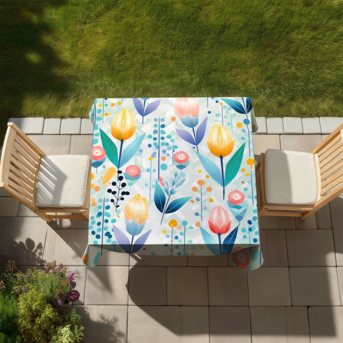 Picture of MWW C1TC5858E64AQG 58 x 58 in. Calming Scents Turquoise Tablecloth for Indoor & Outdoor Decor