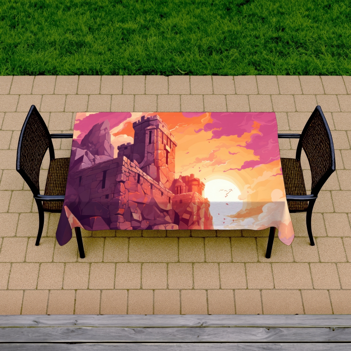 Picture of MWW C1TCLRGEJH1M1K 58 x 102 in. The Setting Rampart - Pink Indoor & Outdoor Tablecloth - Decor
