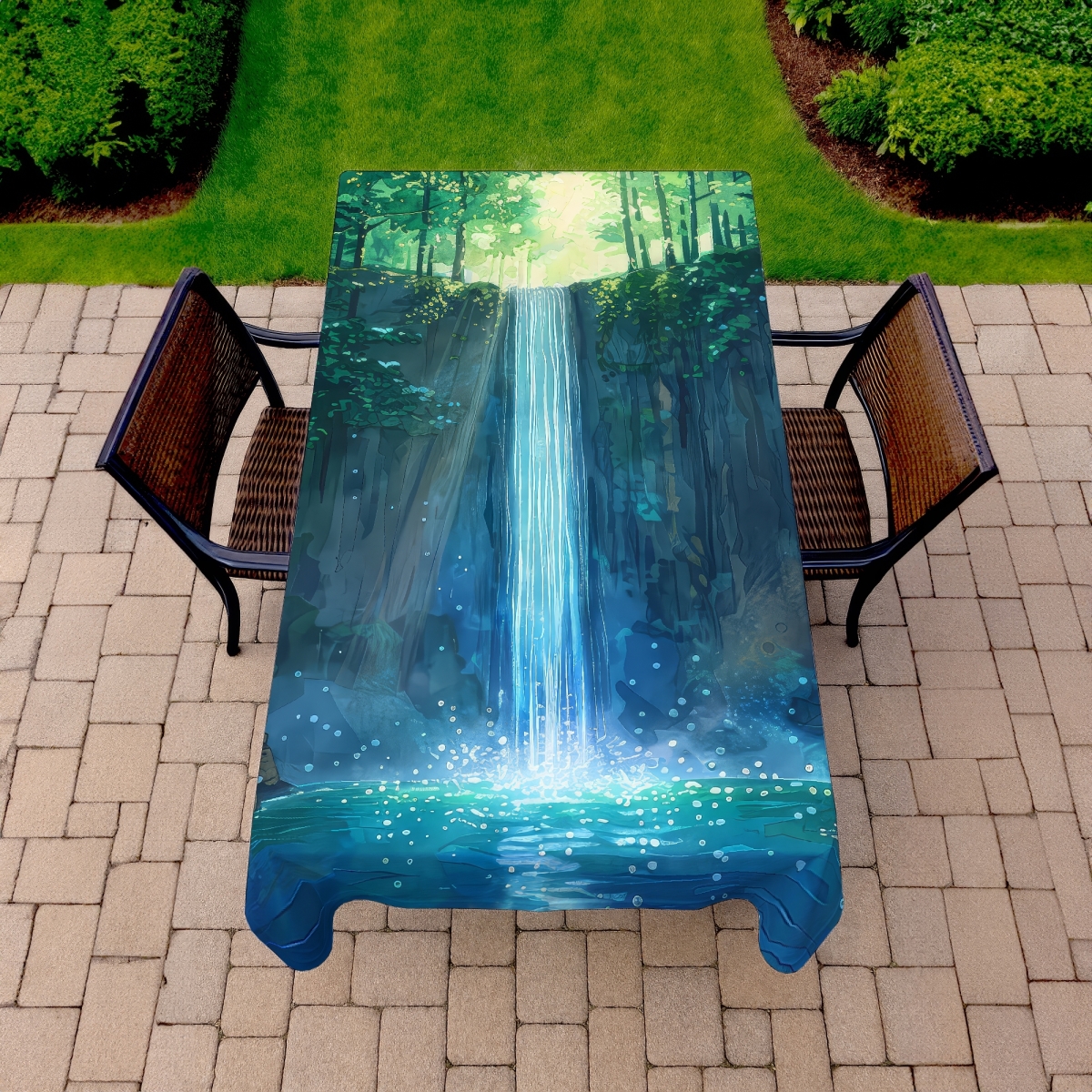 Picture of MWW C1TCLRGE45A2LS 58 x 102 in. Waterfall Blue Indoor & Outdoor Tablecloth for Home Decor