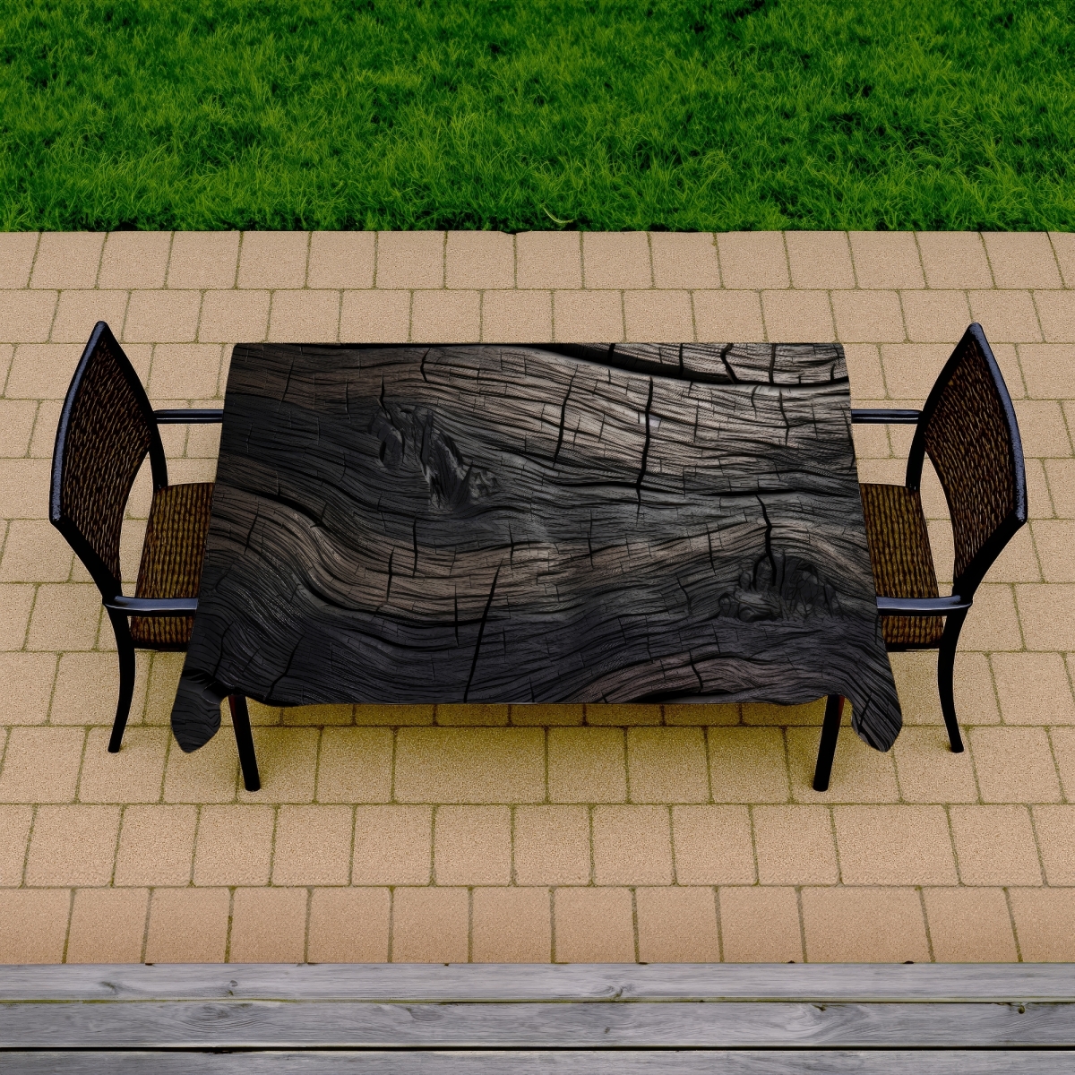 Picture of MWW C1TCLRGEBYPR2N 58 x 102 in. Dark Wood Brown Indoor & Outdoor Tablecloth for Home Decor