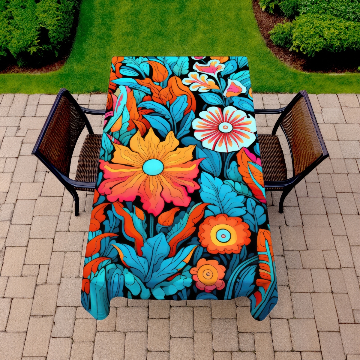 Picture of MWW C1TCLRGEEZW2XX 58 x 102 in. Floral Hues Orange Tablecloth - Indoor & Outdoor Home Decor