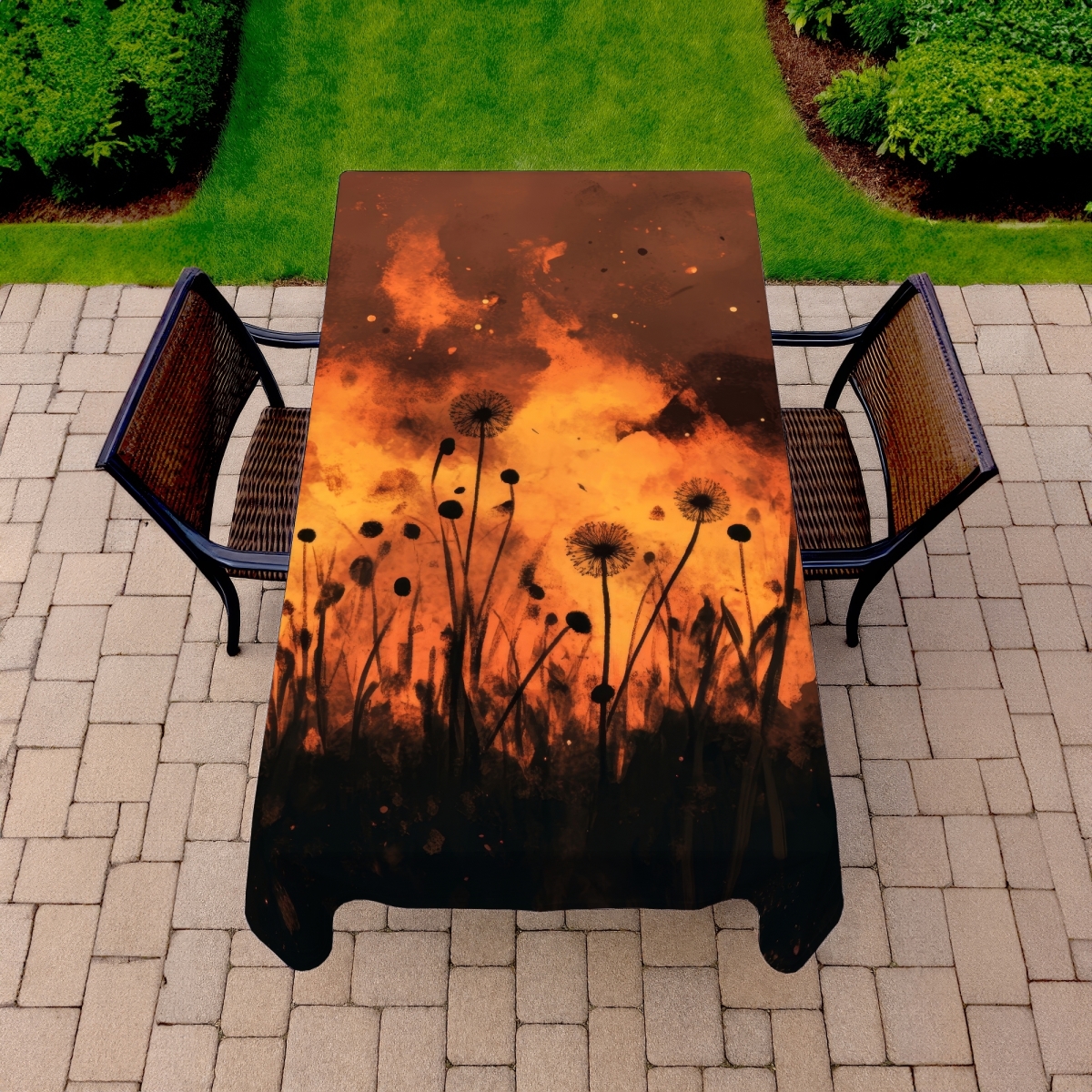 Picture of MWW C1TCLRGESIVYC3 58 x 102 in. Ablaze Black Indoor & Outdoor Tablecloth for Home Decor