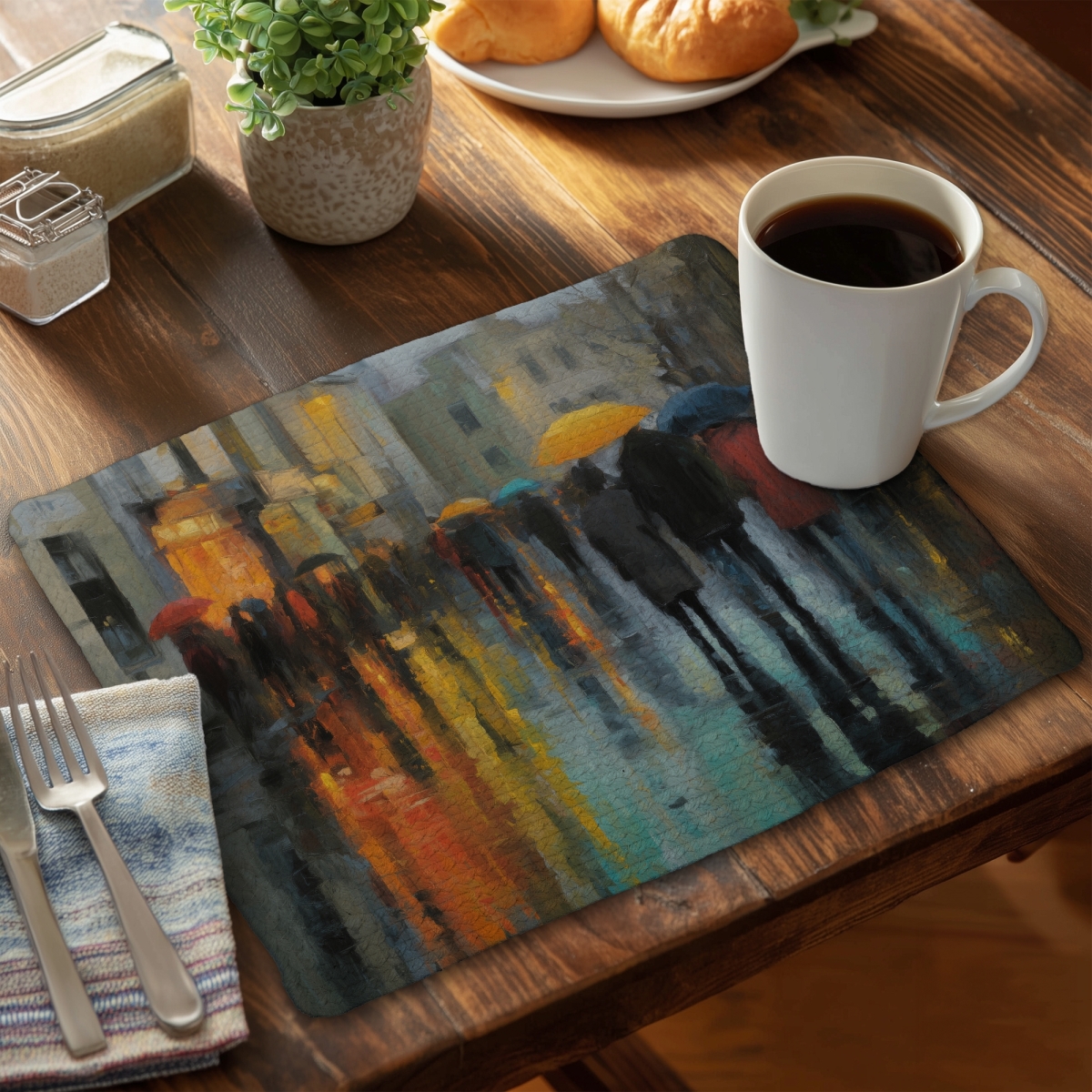 Picture of MWW CBPM14186LQVTU 14 x 18 in. Rainy Day Yellow Braided Polyester Placemat for Home Decor