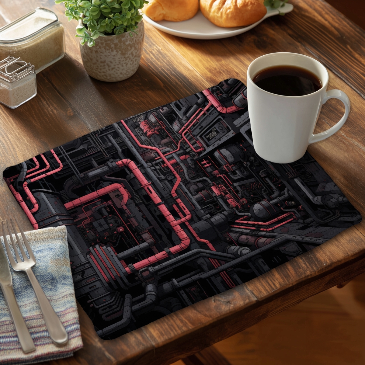 Picture of MWW CBPM141885WJEN 14 x 18 in. Tubular Nightmare - Pink Braided Polyester Placemat for Home Decor
