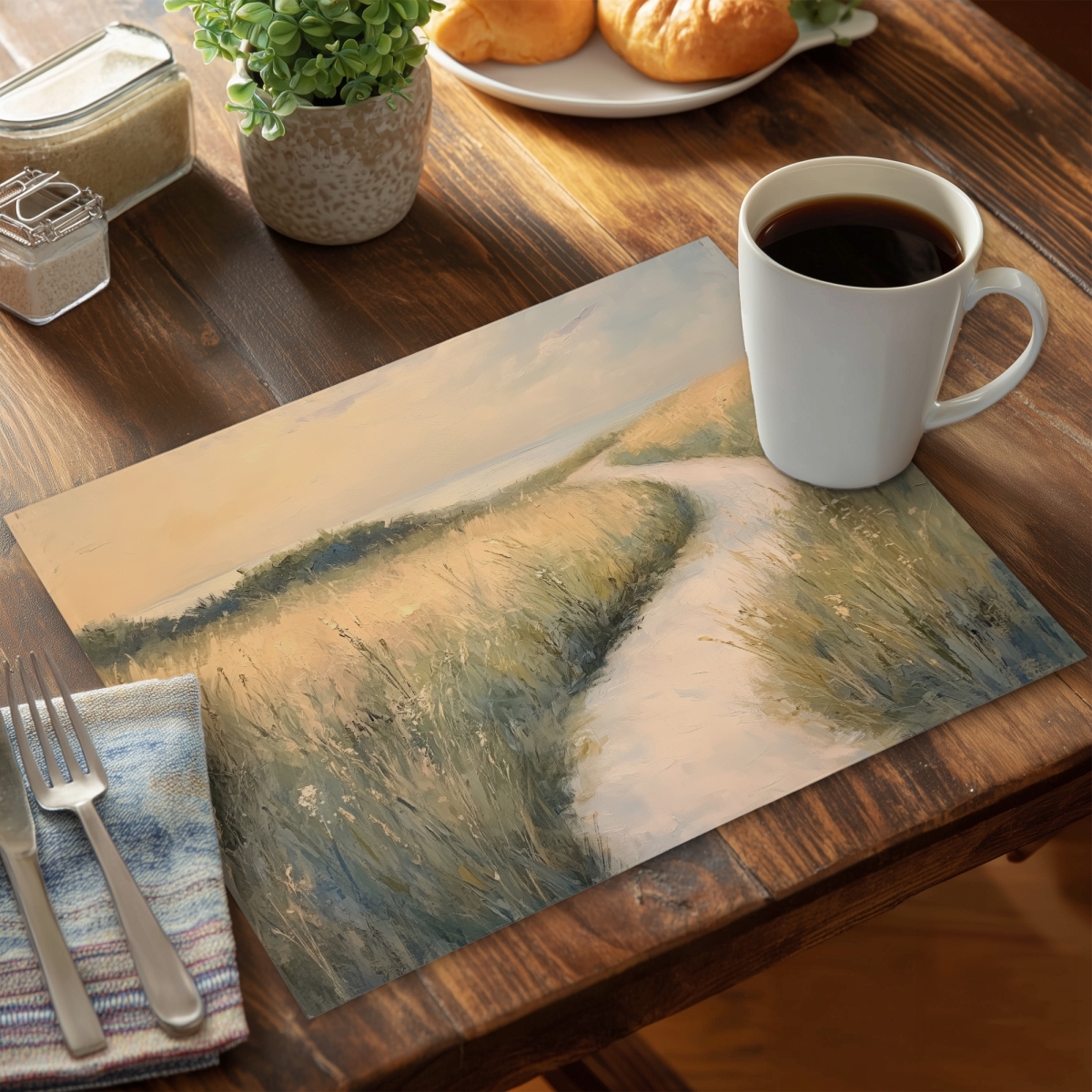 Picture of MWW CPPM14188BG3VZ 14 x 18 in. Soft Breeze Gray Polyester Placemat for Elegant Home Decor