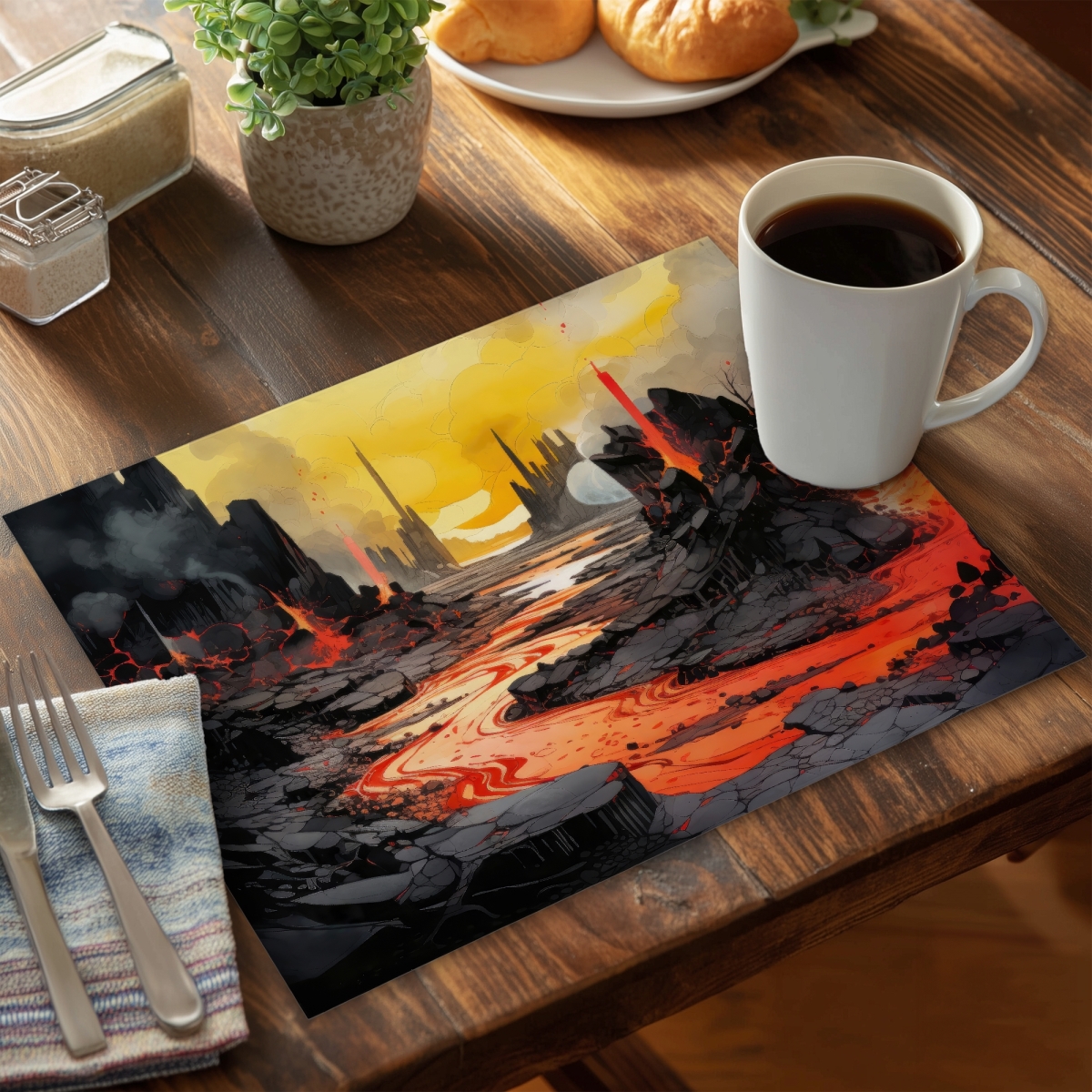 Picture of MWW CPPM1418APYM7L 14 x 18 in. Charred Gray Polyester Placemat - Stylish Home Decor Essential