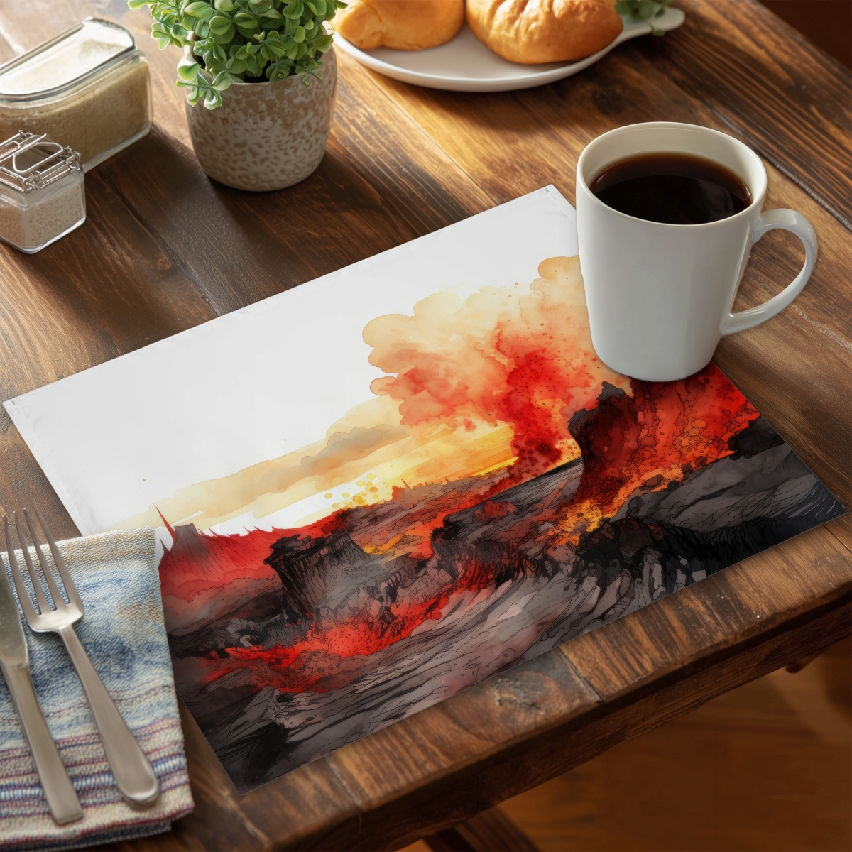 Picture of MWW CPPM1418BIE0UX 14 x 18 in. Minimalist Flow White Polyester Placemat for Home Decor