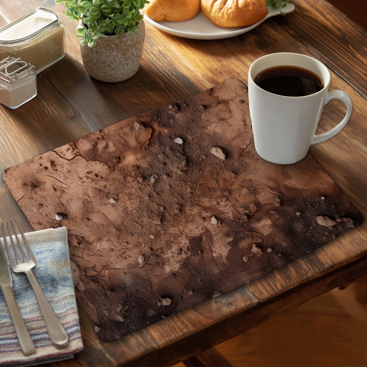 Picture of MWW CBPM1418B6ACAP 14 x 18 in. Mud & Stones Gray Braided Polyester Placemat for Home Decor