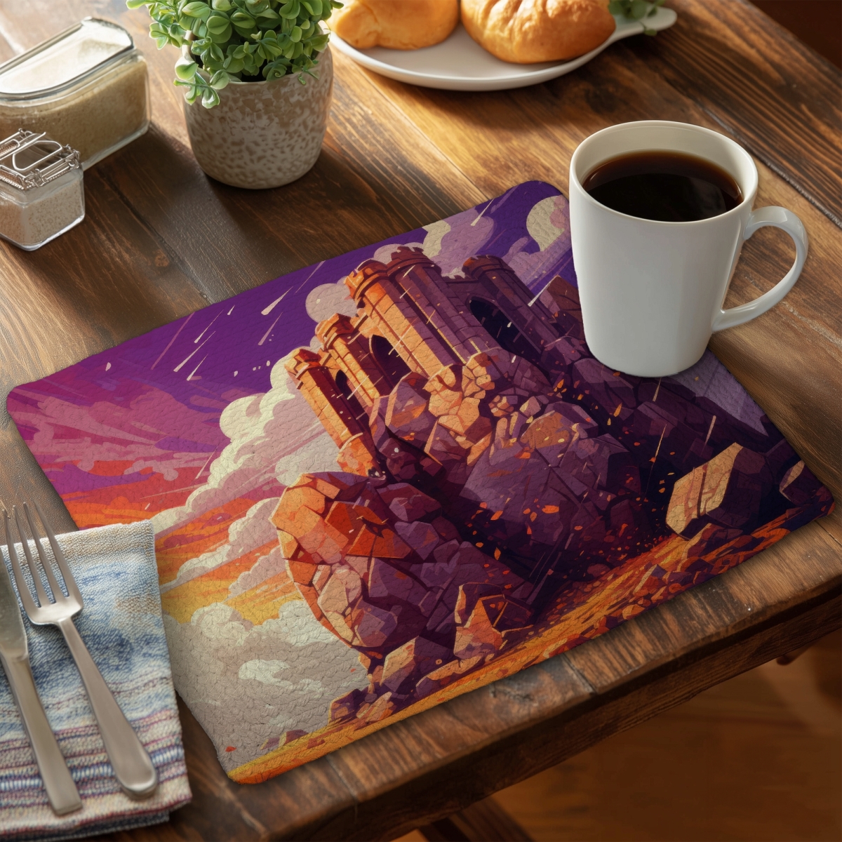 Picture of MWW CBPM1418CTQLYX 14 x 18 in. The Last Remains - Orange Braided Polyester Placemat - Home Decor
