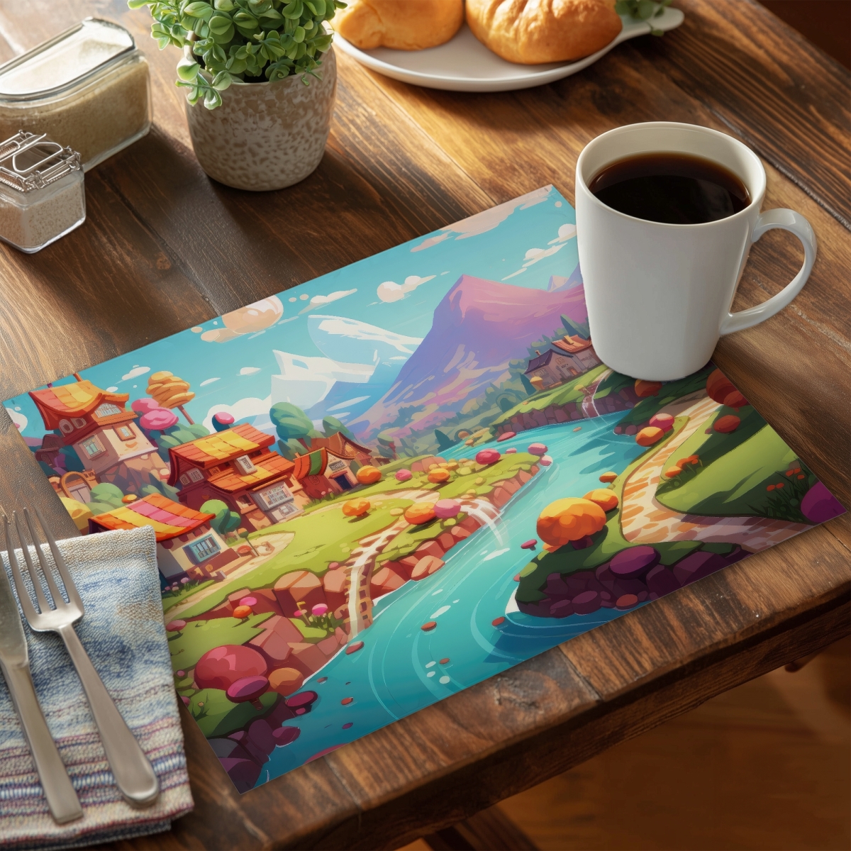 Picture of MWW CPPM1418DELGO1 14 x 18 in. Sweet Town Purple Polyester Placemat for Home Decor - Stylish