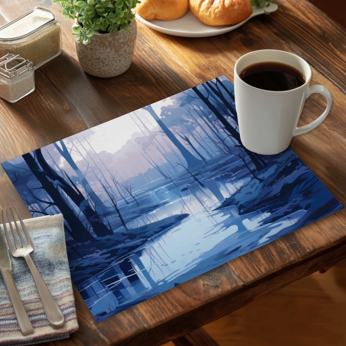 Picture of MWW CPPM1418DGB4WW 14 x 18 in. Cold & Muddy - White Polyester Placemat for Home Decor