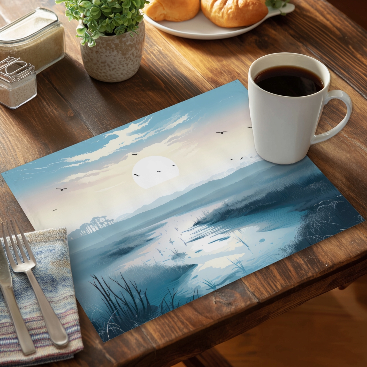 Picture of MWW CPPM1418GQI5K8 14 x 18 in. The Marsh - Black Polyester Placemat for Home Decor