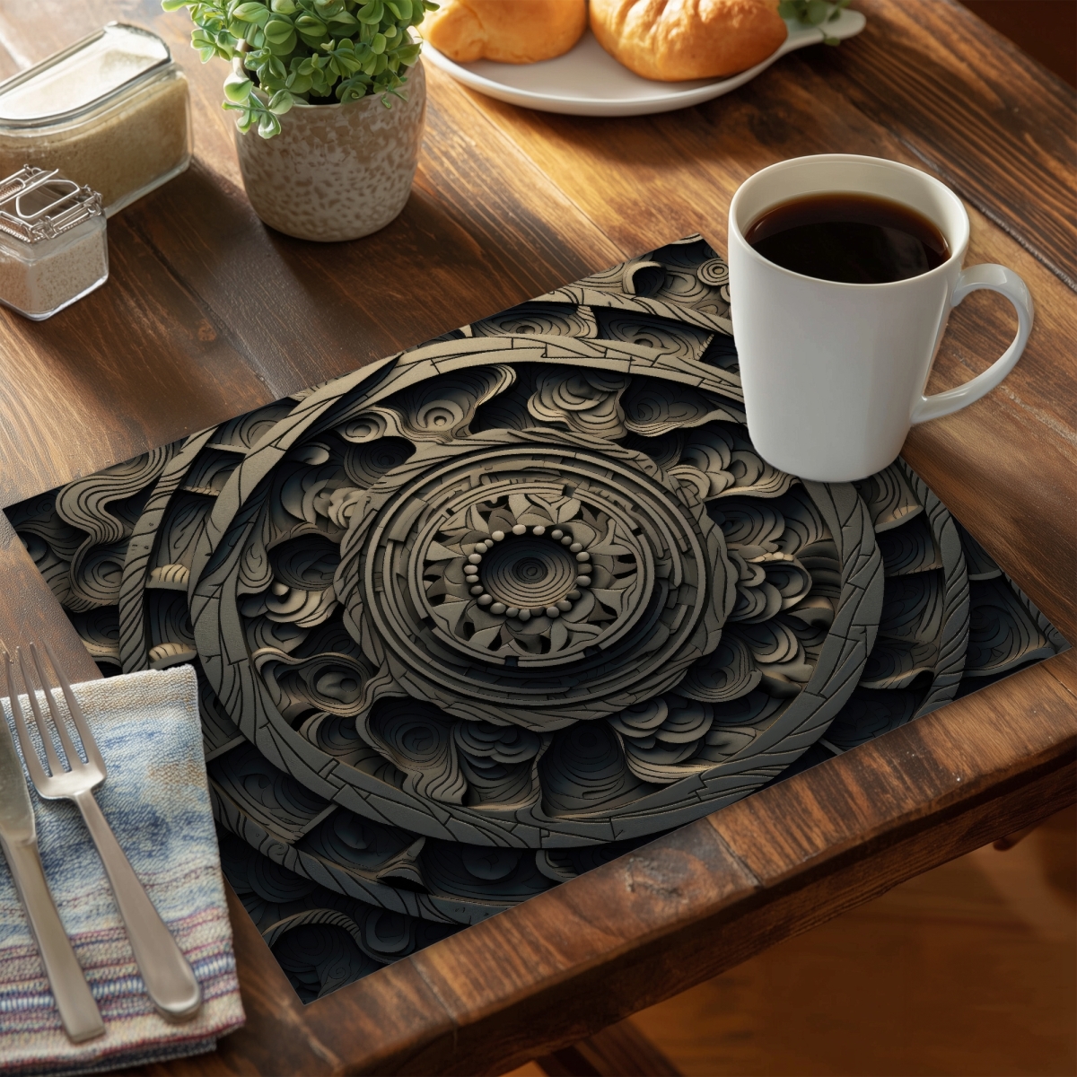 Picture of MWW CPPM1418KLVGDM 14 x 18 in. Cycles Gray Polyester Placemat - Stylish