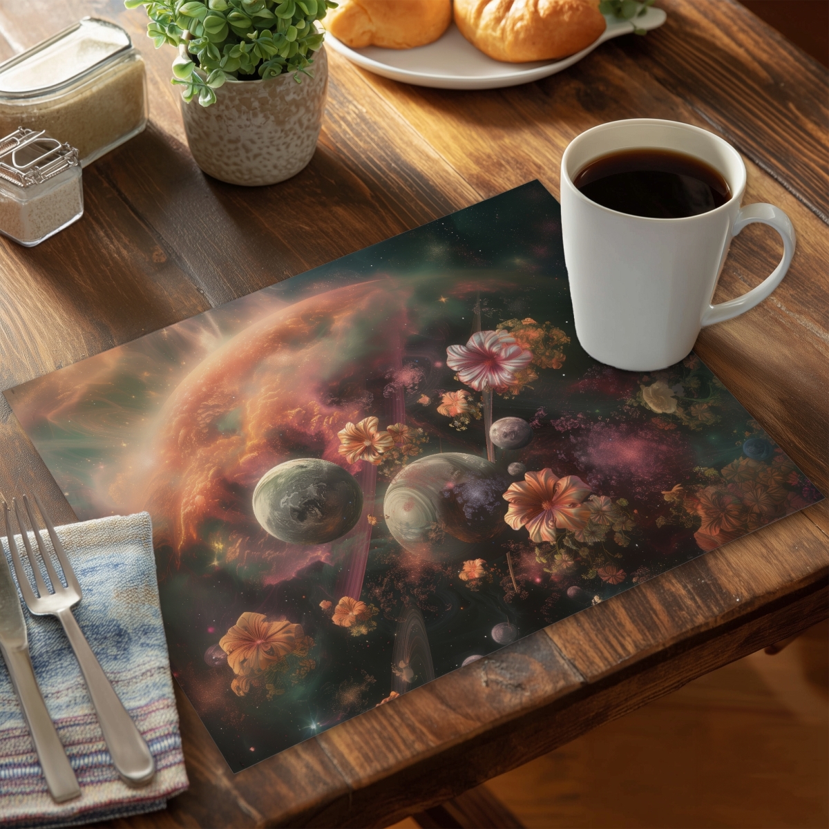 Picture of MWW CPPM14181PZF5R 14 x 18 in. Capturing Light Black Polyester Placemat for Home Decor