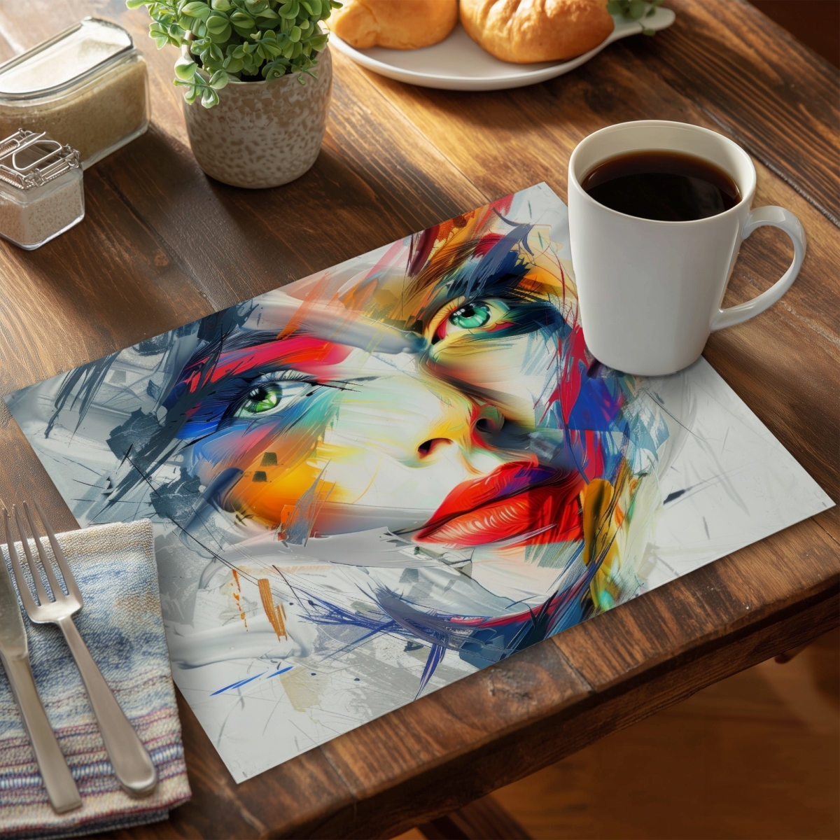Picture of MWW CPPM14184ED6P0 14 x 18 in. Abstract Look Yellow Polyester Placemat for Home Decor - Stylish