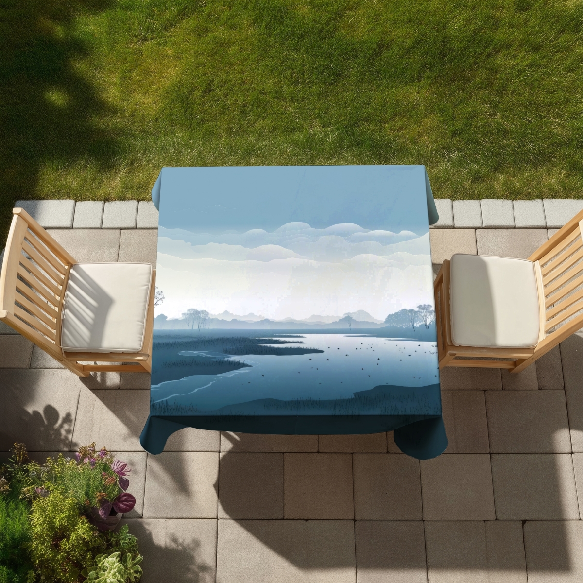 Picture of MWW C1TC5858A2C71E 58 x 58 in. Minimalist Swamp Black Indoor & Outdoor Tablecloth for Home Decor