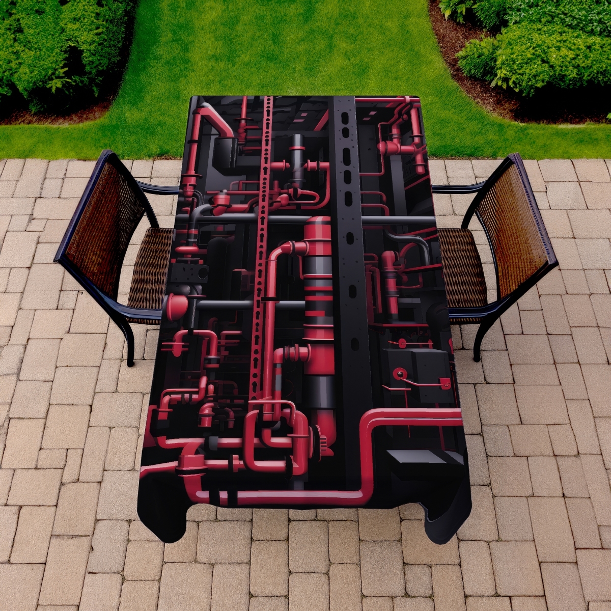 Picture of MWW C1TCLRGEEIN6L4 58 x 102 in. Machinery Red Indoor & Outdoor Tablecloth - Home Decor Essential