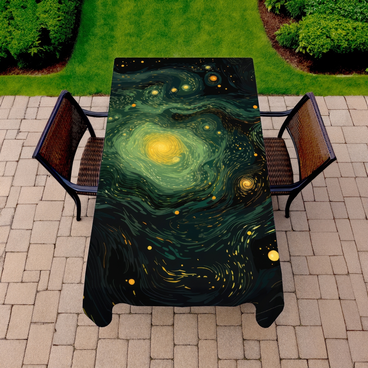 Picture of MWW C1TCLRGEGT7JJ6 58 x 102 in. Illuminated in Space Yellow Indoor & Outdoor Tablecloth - Home Decor
