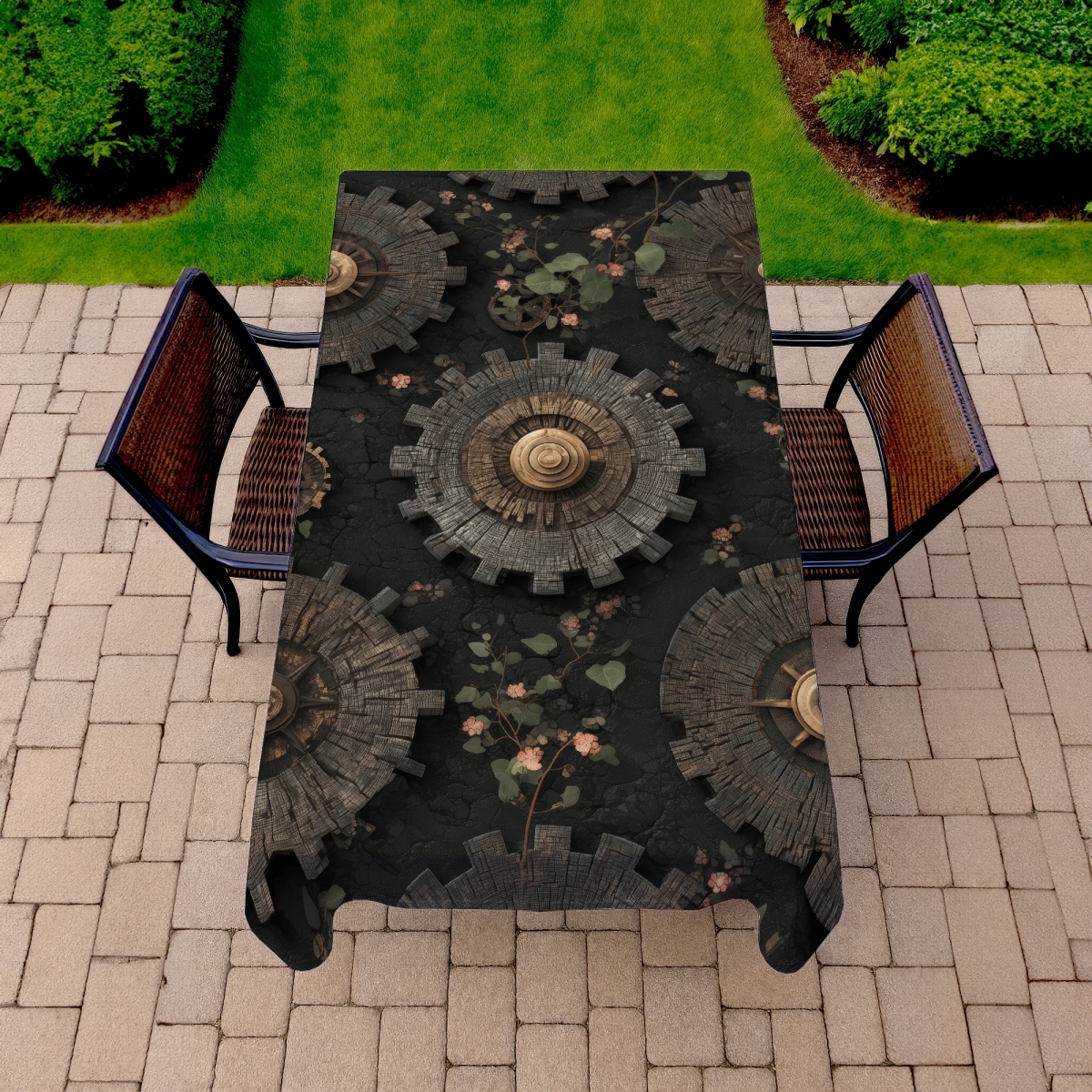 Picture of MWW C1TCLRGEHPRFLY 58 x 102 in. Cog Pattern Green Indoor & Outdoor Tablecloth - Home Decor