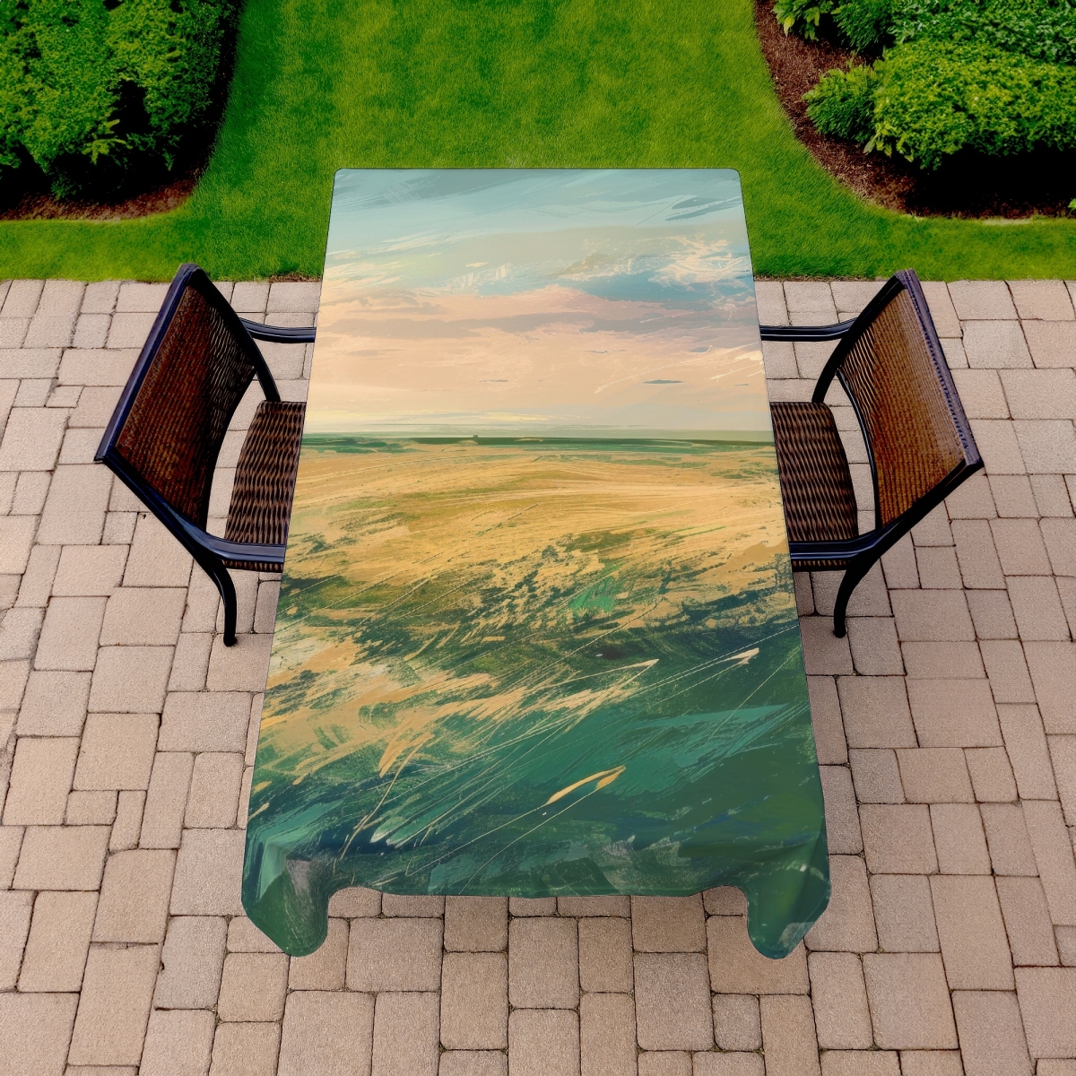 Picture of MWW C1TCLRGEIHBKYR 58 x 102 in. Evening in the Field - Blue Indoor & Outdoor Tablecloth - Home Decor