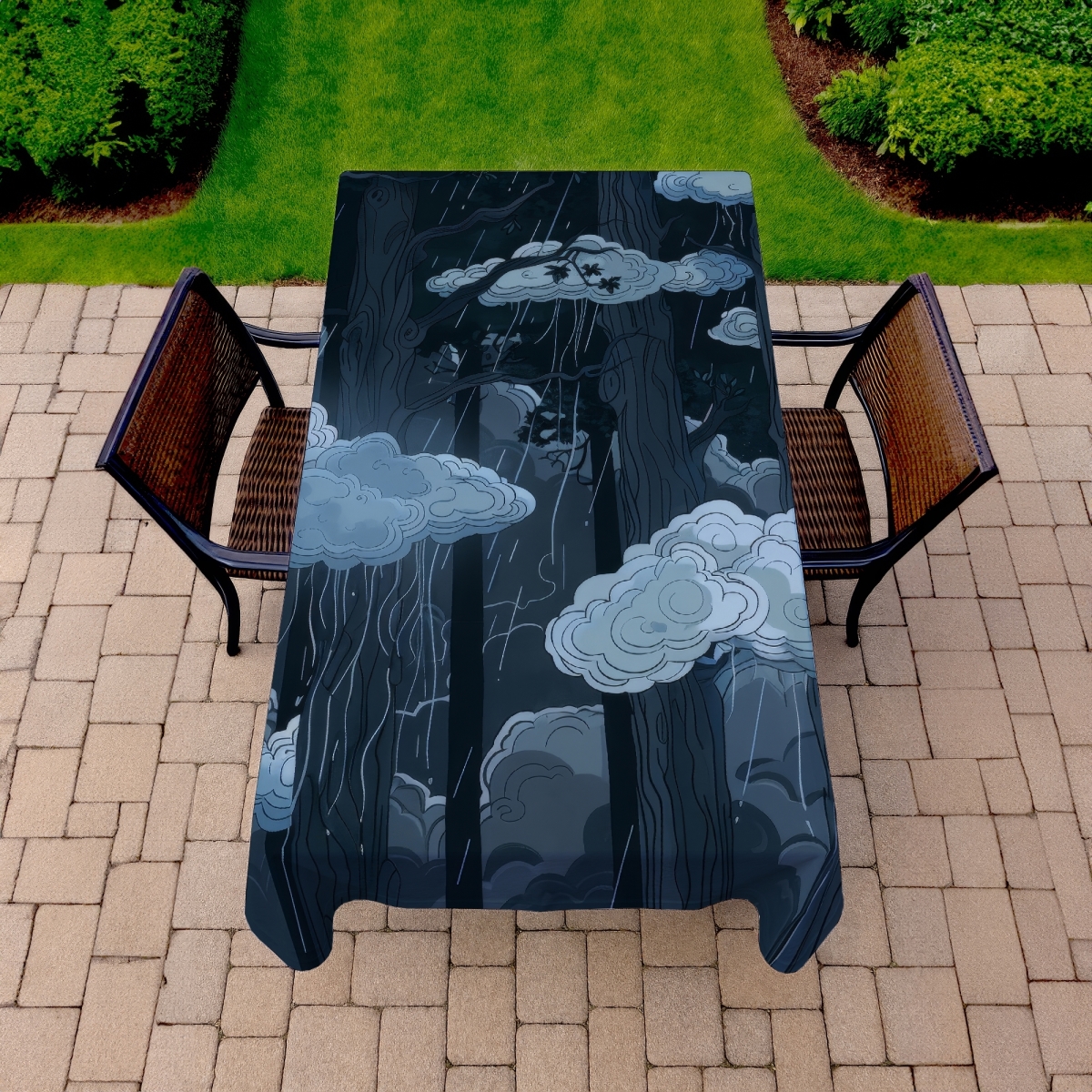 Picture of MWW C1TCLRGEK2J5LH 58 x 102 in. Sneaky Clouds Gray Indoor & Outdoor Tablecloth for Home Decor