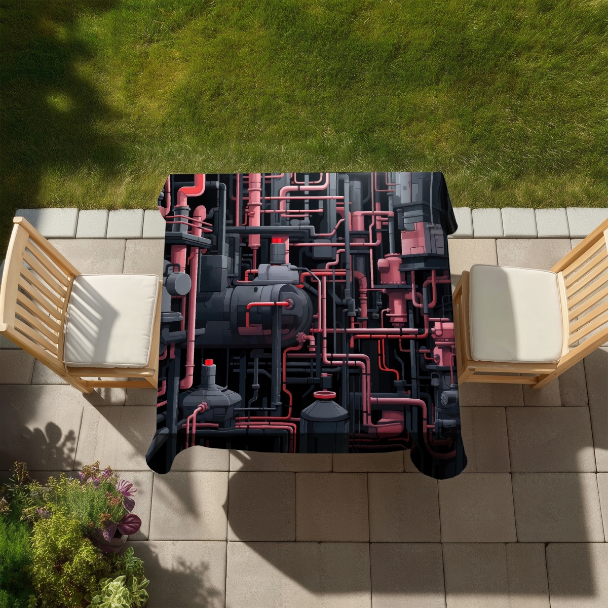 Picture of MWW C1TC58585VN5QO 58 x 58 in. Dark Pipes Red Indoor & Outdoor Tablecloth for Home Decor