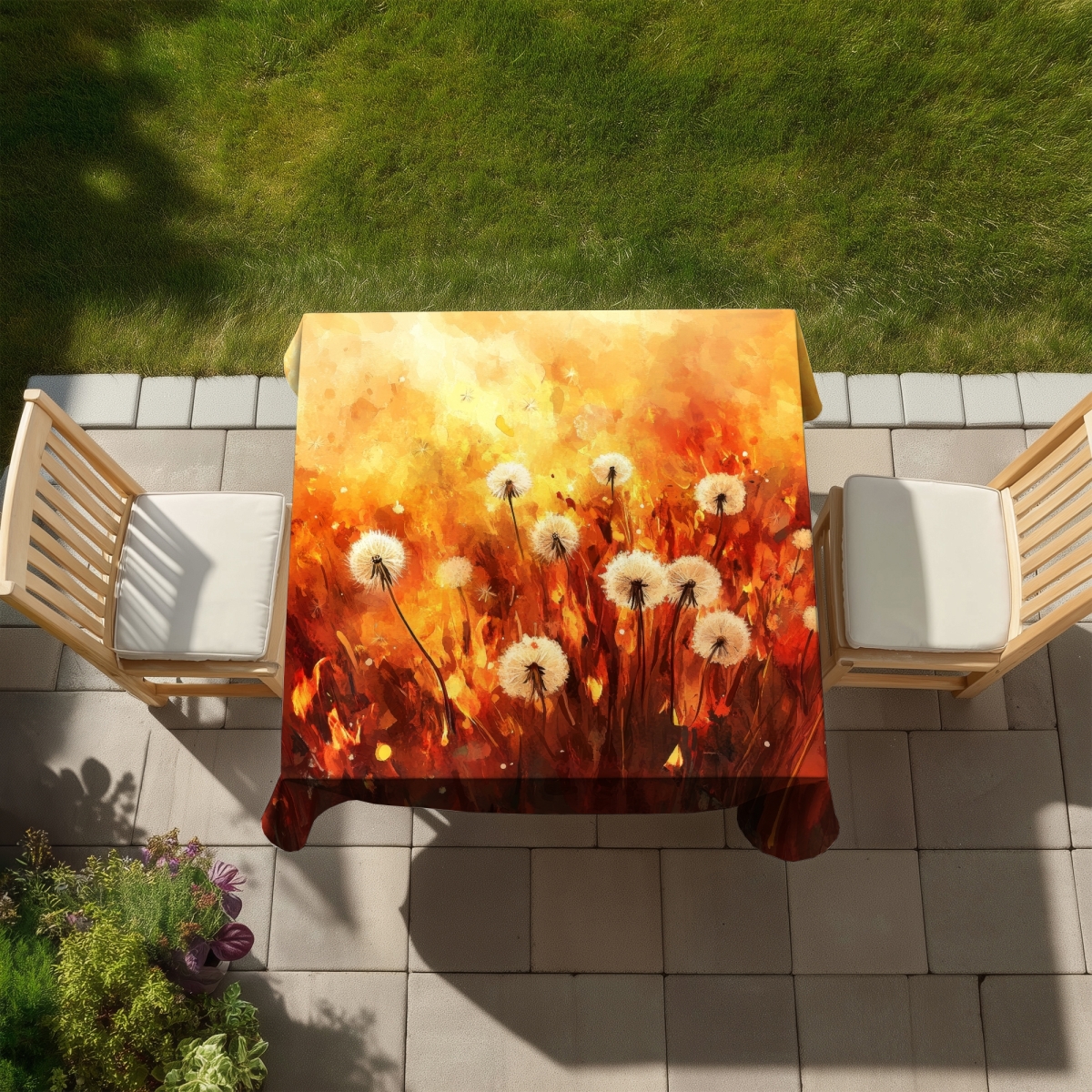 Picture of MWW C1TC5858DIF1IK 58 x 58 in. Dandelion Fire Yellow Tablecloth for Indoor & Outdoor Decor