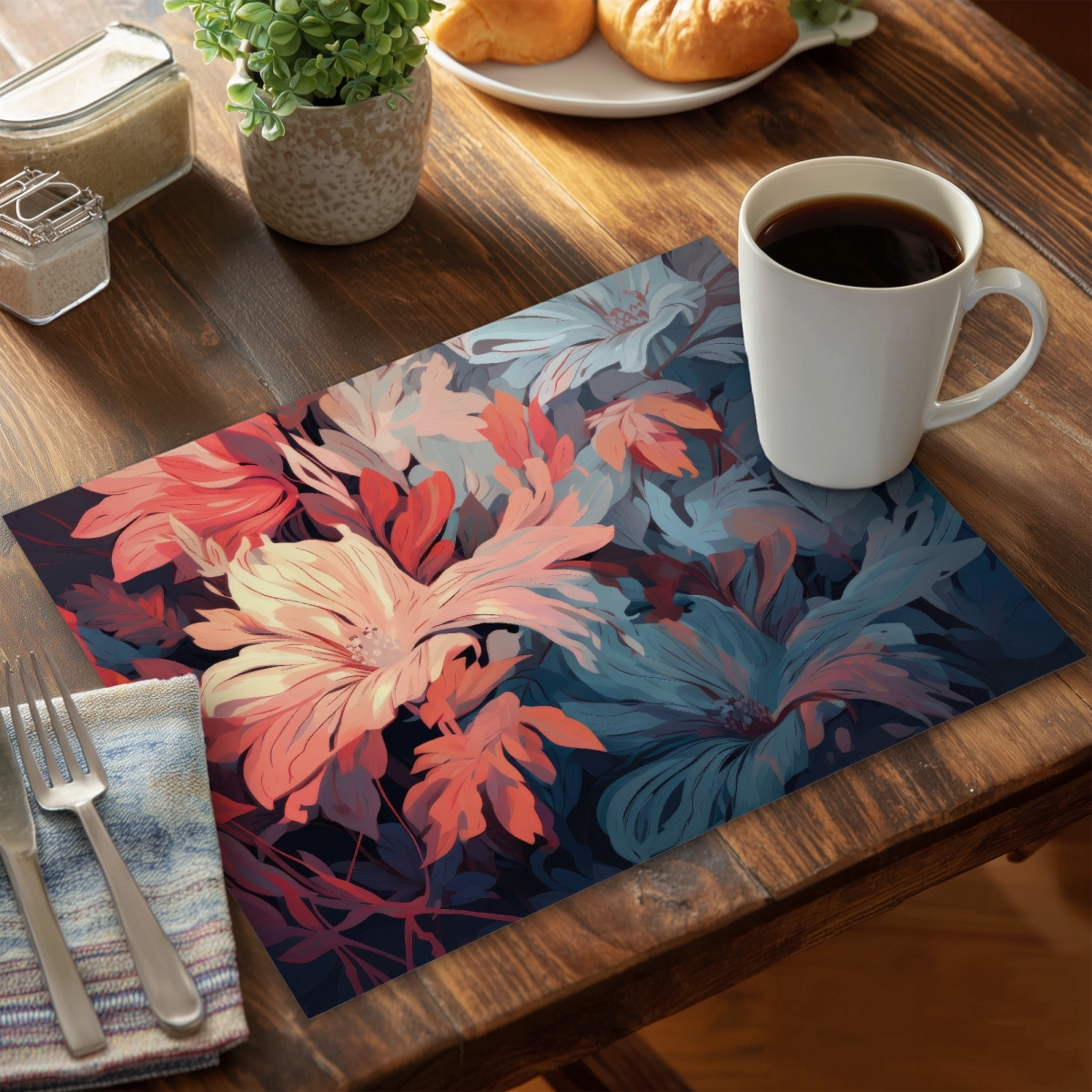 Picture of MWW CPPM14186WCLBQ 14 x 18 in. Silent Charm - Turquoise Polyester Placemat for Home Decor