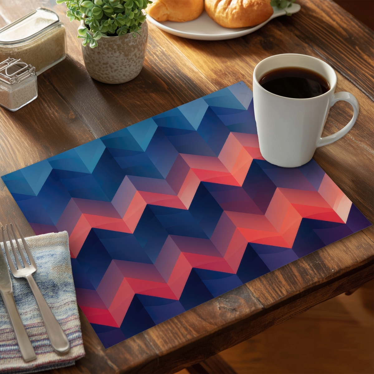 Picture of MWW CPPM14189Q7DB8 14 x 18 in. Heat Waves Coral Polyester Placemat - Stylish Home Decor