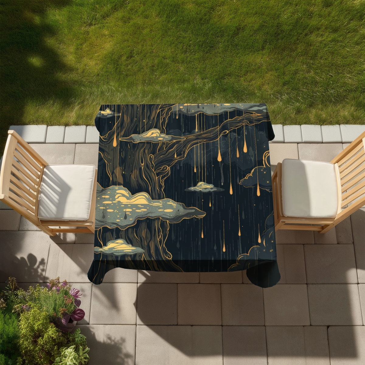 Picture of MWW C1TC5858GWTCG5 58 x 58 in. Goopy Black Indoor & Outdoor Tablecloth for Home Decor - Stylish