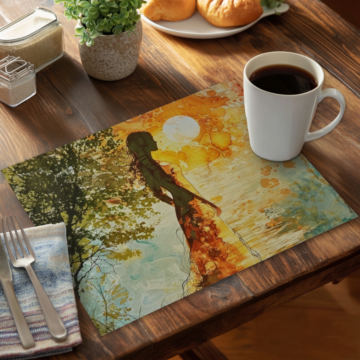 Picture of MWW CPPM1418CXF0XL 14 x 18 in. Peaceful Sun Green Polyester Placemat for Home Decor - Stylish