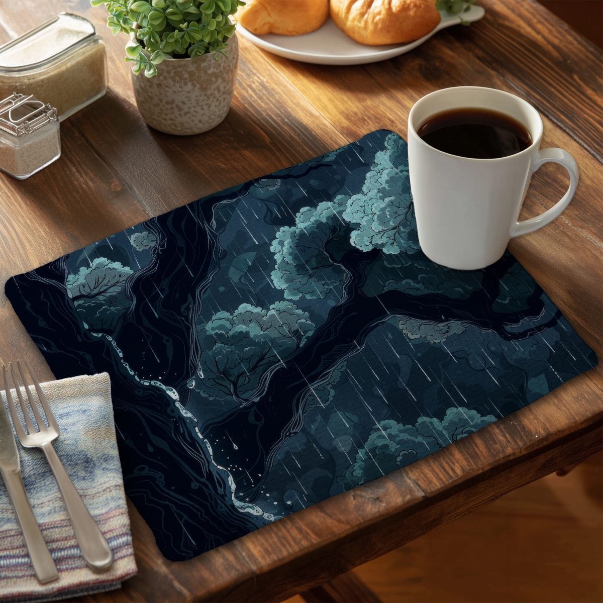 Picture of MWW CBPM1418X8G4AM 14 x 18 in. Canopy Blue Braided Polyester Placemat for Home Decor