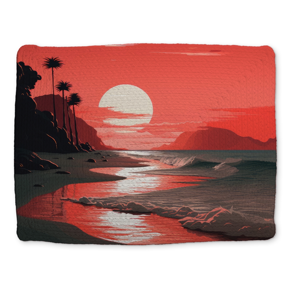Picture of MWW CBPM1418YXX9O9 14 x 18 in. Blood Sun - Gray Braided Polyester Placemat for Home Decor