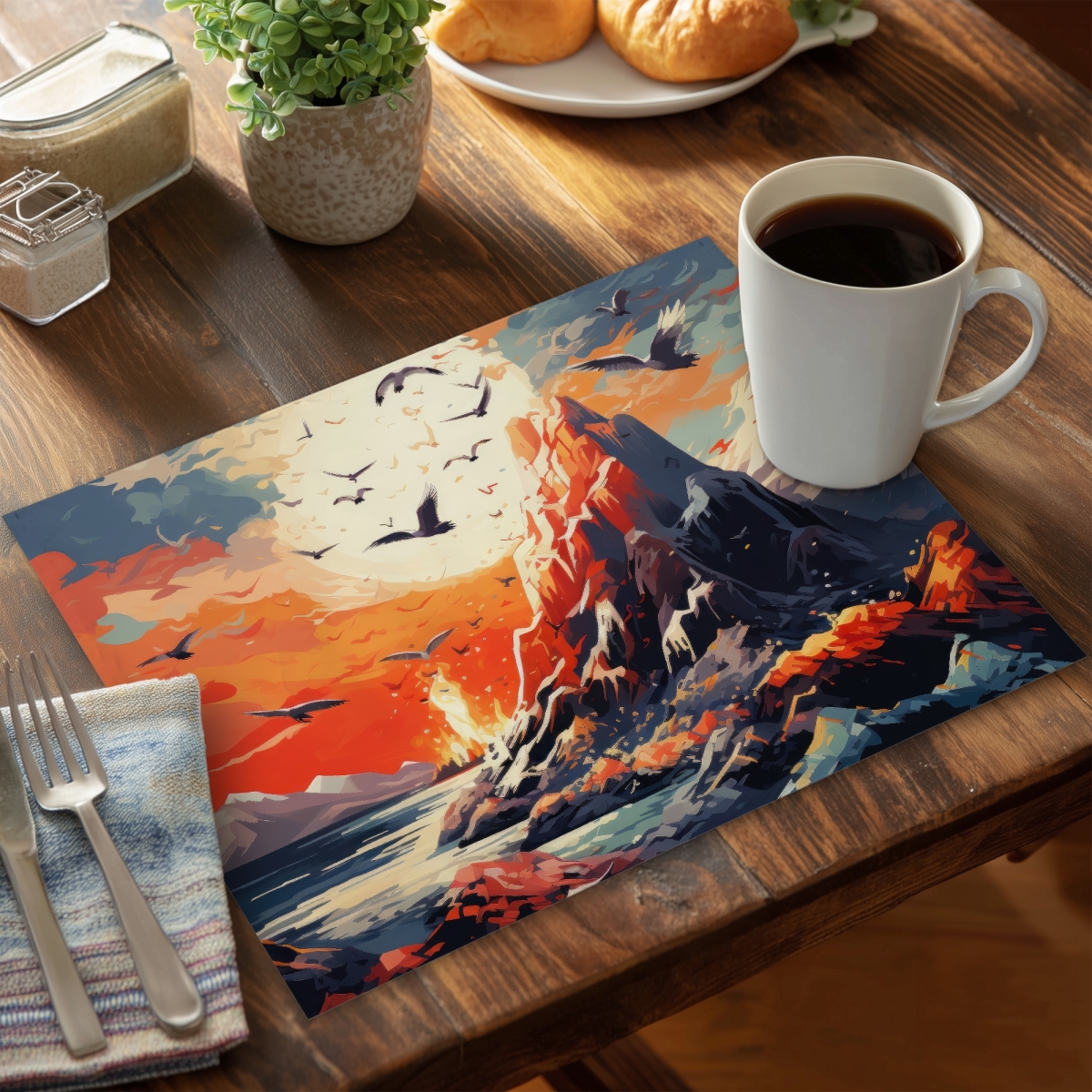Picture of MWW CPPM1418T7AR8N 14 x 18 in. Towards Danger - Blue Polyester Placemat for Home Decor