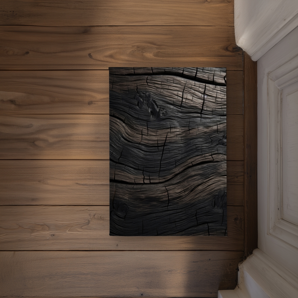 CODM17242JWEFM 17 x 24 in. Dark Wood Black & White Indoor & Outdoor Door Mat - Home Decor